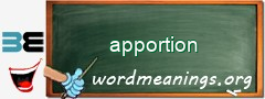 WordMeaning blackboard for apportion